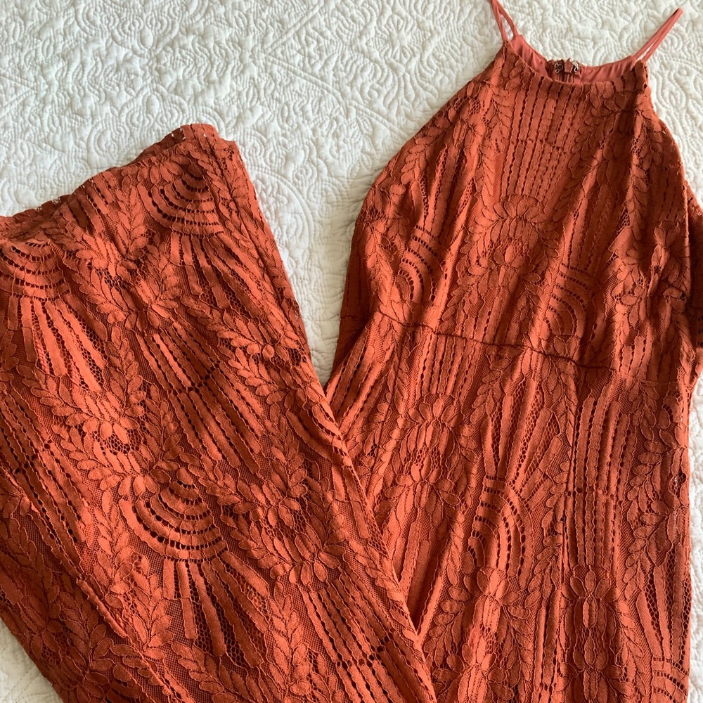 Altar'd State Orange Lace Maxi Dress